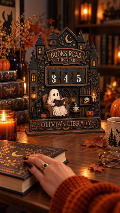 Halloween Ghost Book Tracker Sign