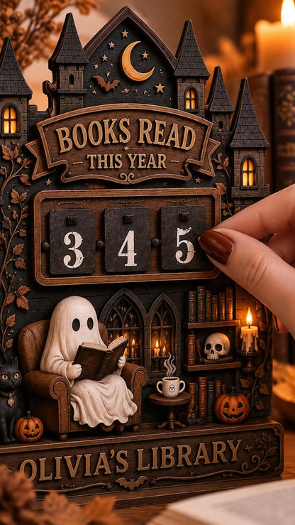 Halloween Ghost Book Tracker Sign