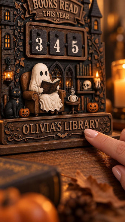 Halloween Ghost Book Tracker Sign