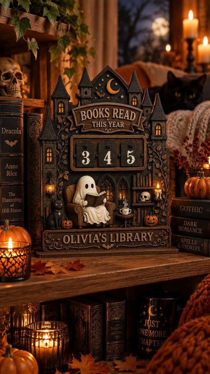 Halloween Ghost Book Tracker Sign