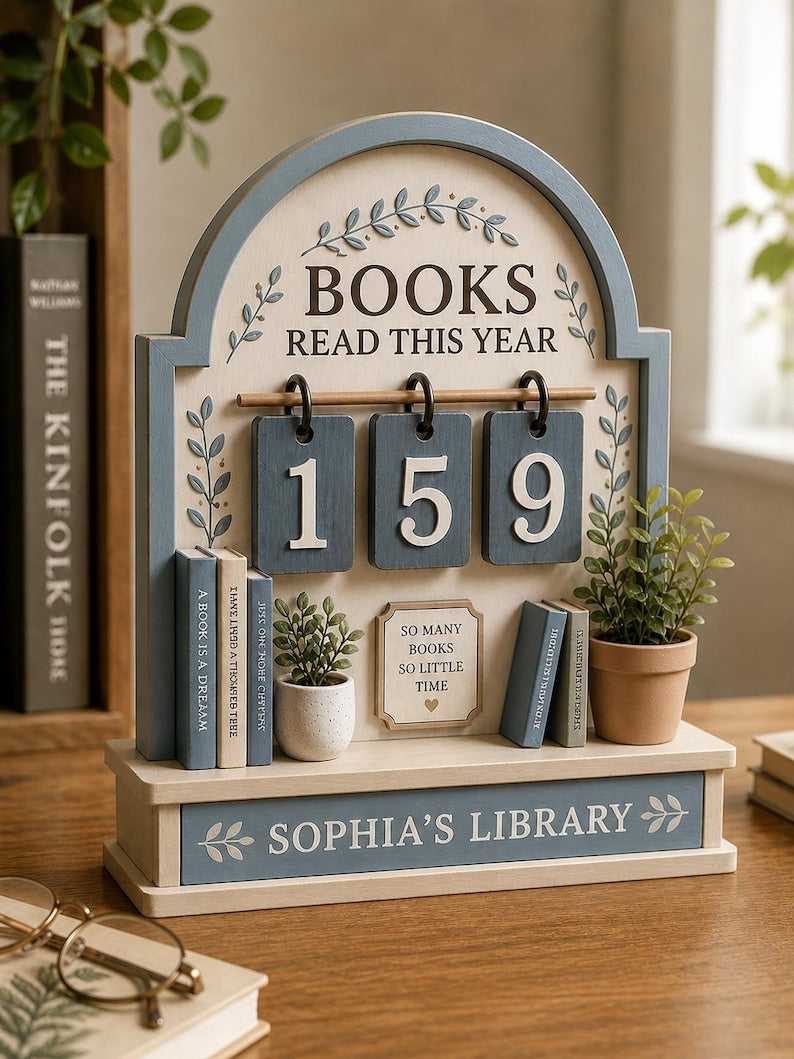 Personalized Wooden Book Reading Tracker
