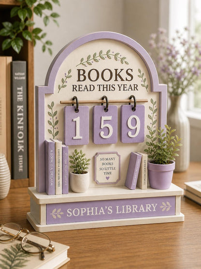 Personalized Wooden Book Reading Tracker