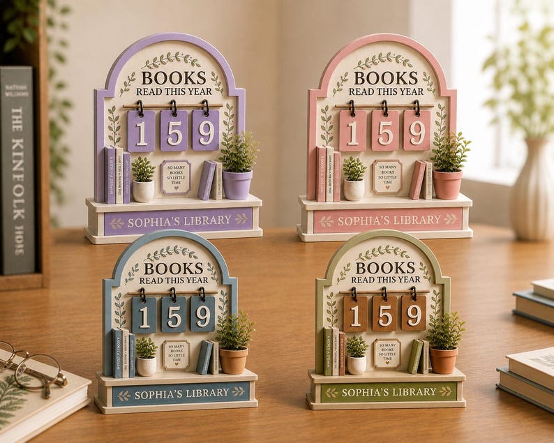 Personalized Wooden Book Reading Tracker