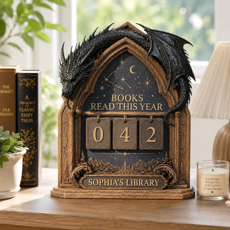 Fantasy Dragon Book Tracker Sign