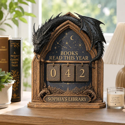 Fantasy Dragon Book Tracker Sign
