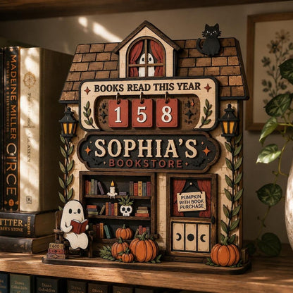 Ghost Bookstore Reading Tracker Sign