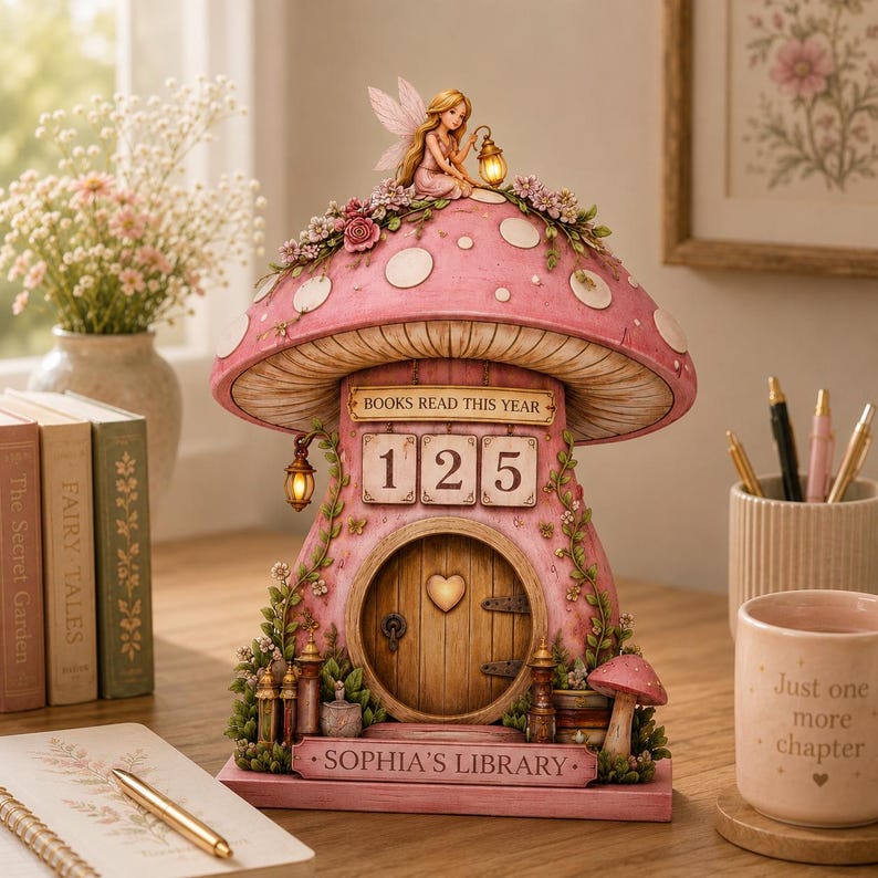 Fairycore Mushroom Book Tracker Sign