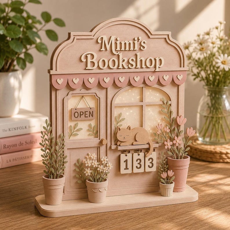 Coquette Cat Book Tracker Sign