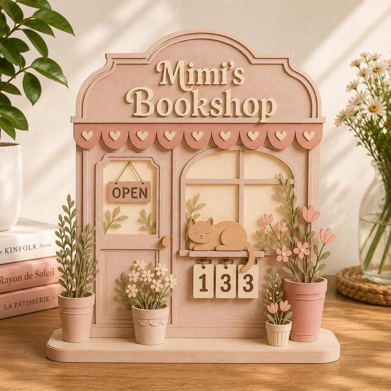 Coquette Cat Book Tracker Sign