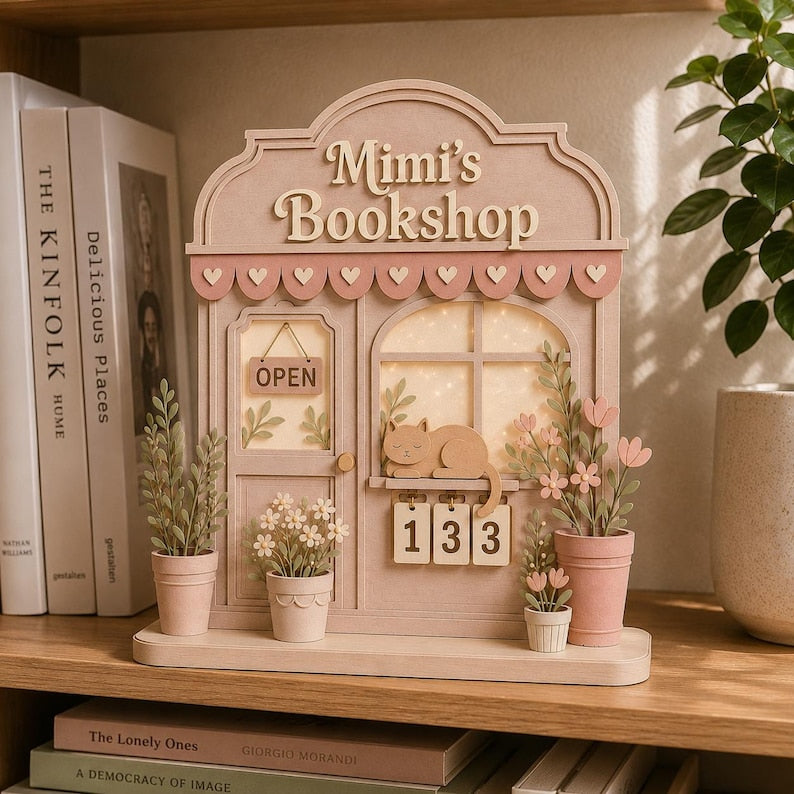 Coquette Cat Book Tracker Sign