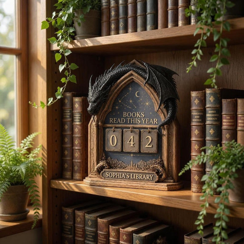 Fantasy Dragon Book Tracker Sign