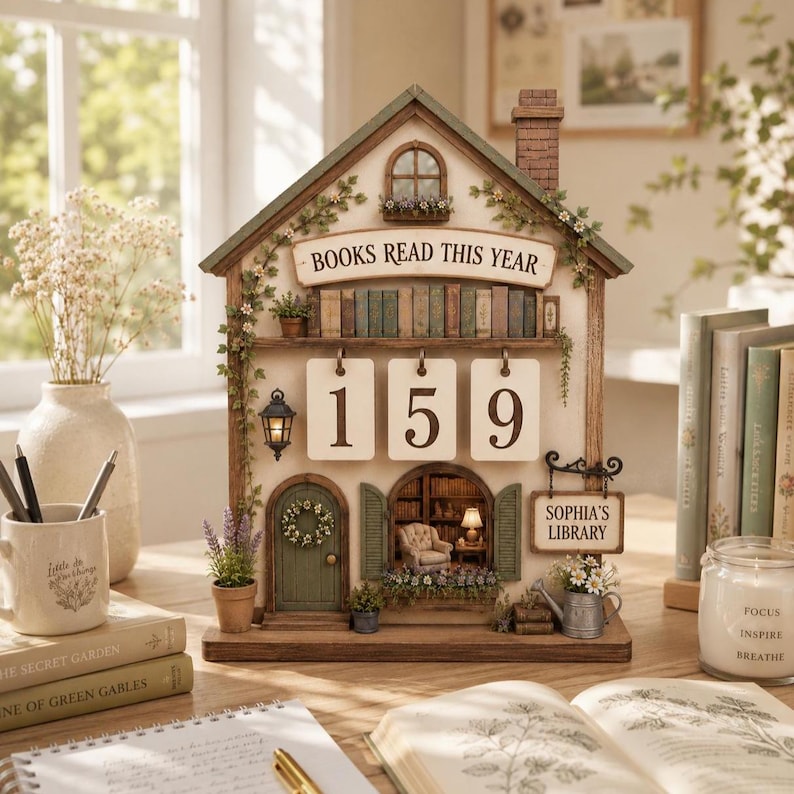 Vintage Library Book Read Tracker Sign