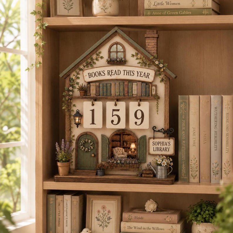 Vintage Library Book Read Tracker Sign