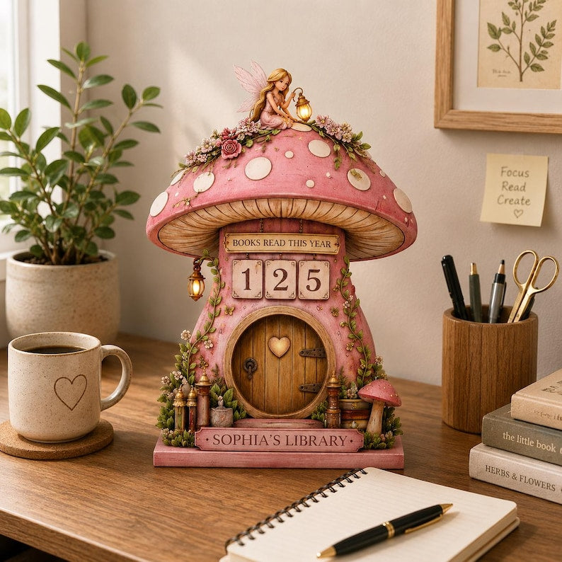 Fairycore Mushroom Book Tracker Sign