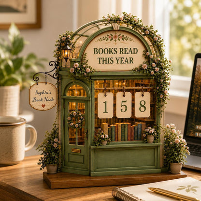 Floral Books Read This Year Counter Sign