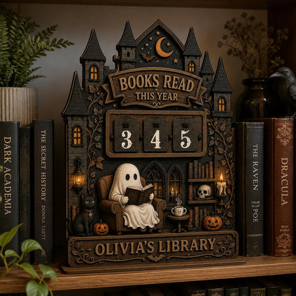 Halloween Ghost Book Tracker Sign