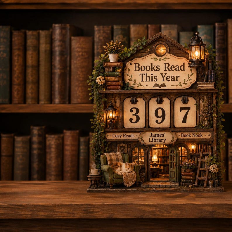 Custom Cat Library Book Tracker Sign