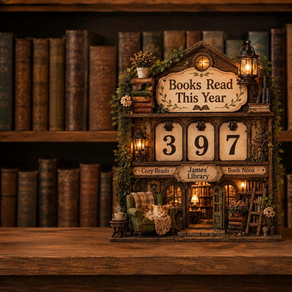 Custom Cat Library Book Tracker Sign