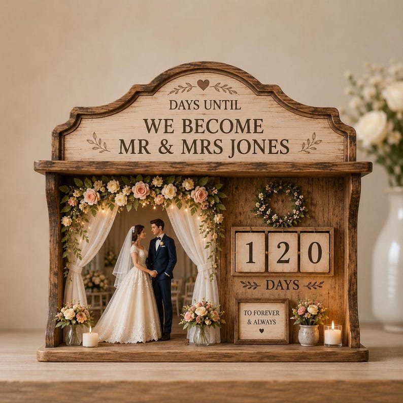 Personalized Wedding Countdown Tracker Sign