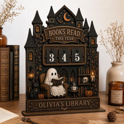 Halloween Ghost Book Tracker Sign