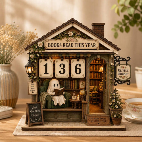 Wooden Ghost Reading Tracker Sign