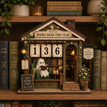 Wooden Ghost Reading Tracker Sign