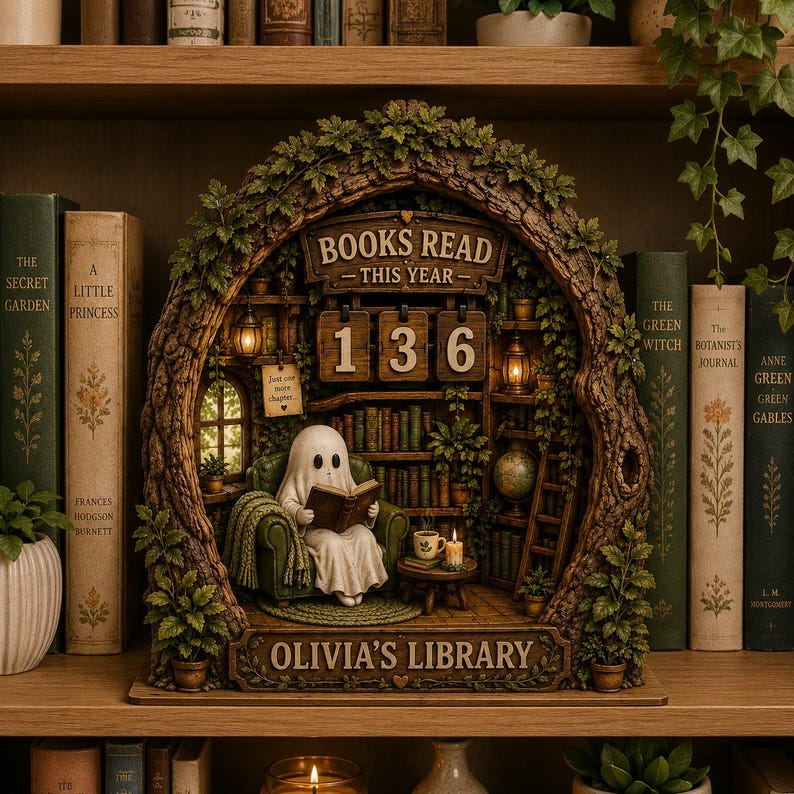 Ghost Treehouse Book Tracker Sign