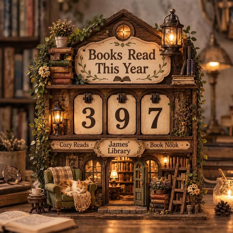 Custom Cat Library Book Tracker Sign