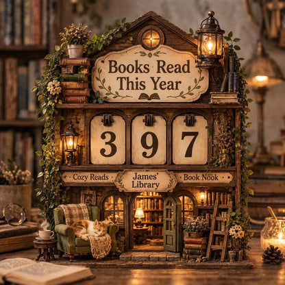 Custom Cat Library Book Tracker Sign
