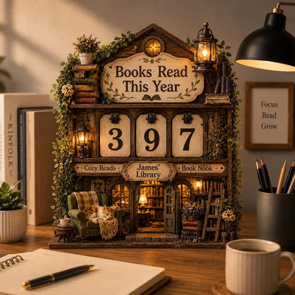 Custom Cat Library Book Tracker Sign