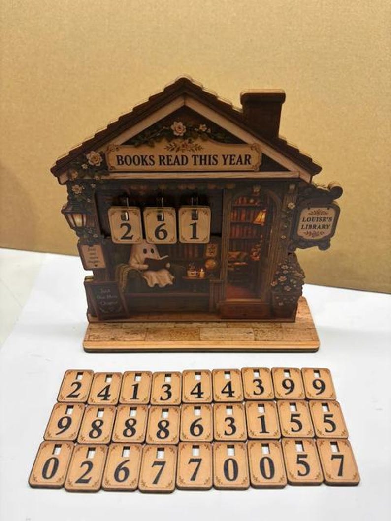 Wooden Ghost Reading Tracker Sign