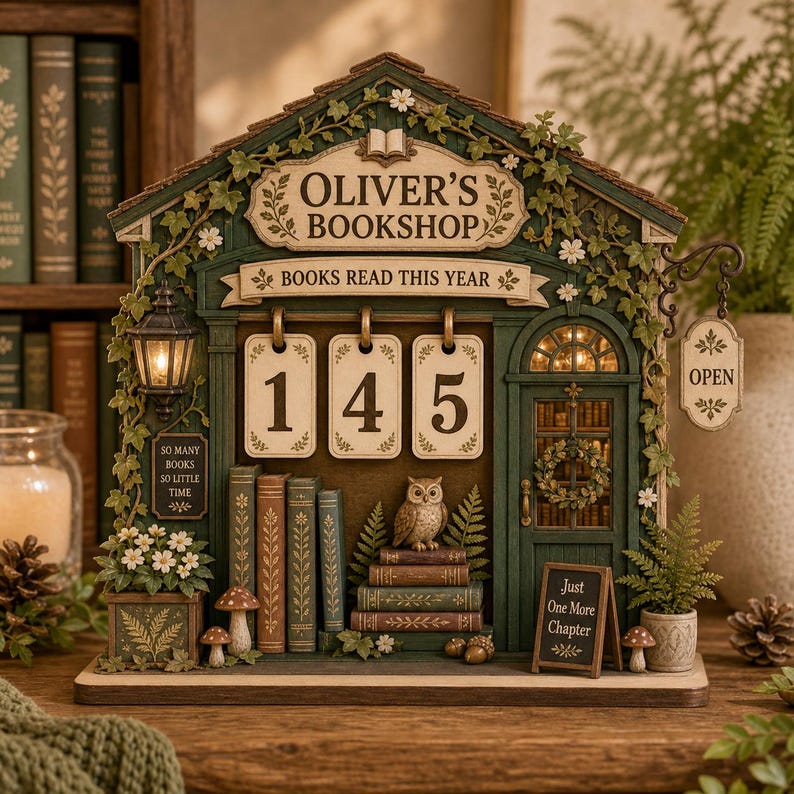 Wooden Books Read This Year Tracker Sign