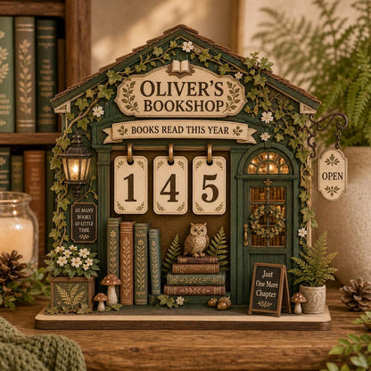 Wooden Books Read This Year Tracker Sign