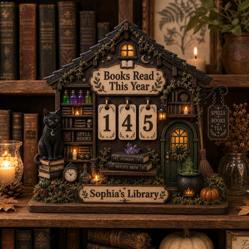 Personalized Witch Book Tracker Sign