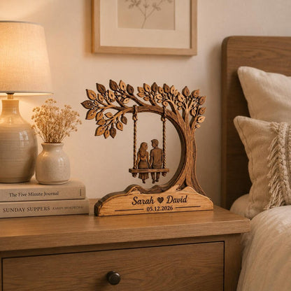Personalized Couple Tree Wooden Block Gift
