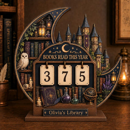 Personalized Moon Castle Book Tracker Sign