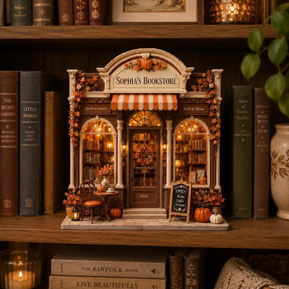 Fall Bookshop Pumpkin Wooden Block Decor