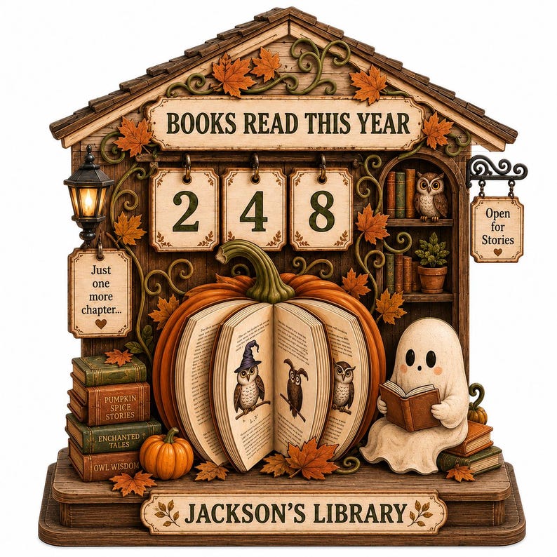 Personalized Halloween Book Tracker Sign