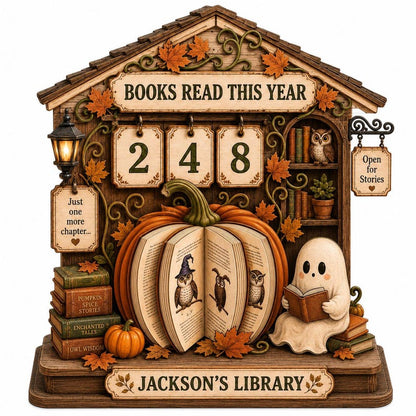 Personalized Halloween Book Tracker Sign