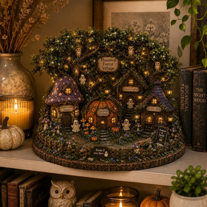 Haunted Forest Village Wooden Block Decor
