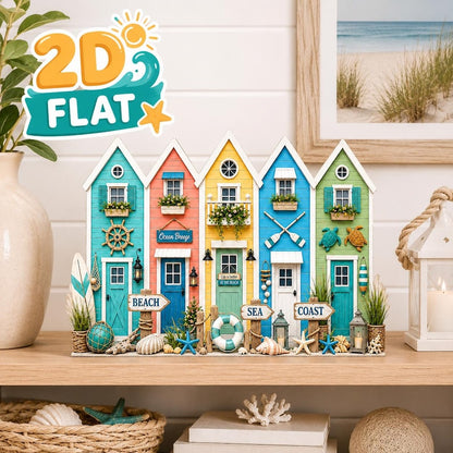 Coastal Beach House Wooden Block Decor
