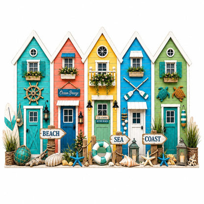 Coastal Beach House Wooden Block Decor