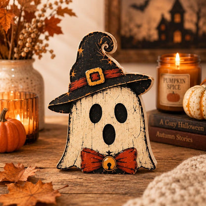 Personalized Spooky Cat Wooden Block Decor
