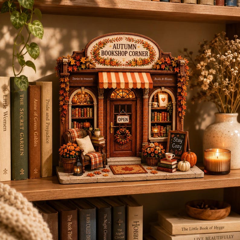 Personalized Autumn Bookstore Wooden Block