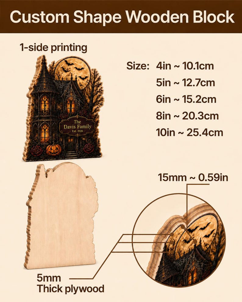 Autumn Village Wooden Block Shelf Decor