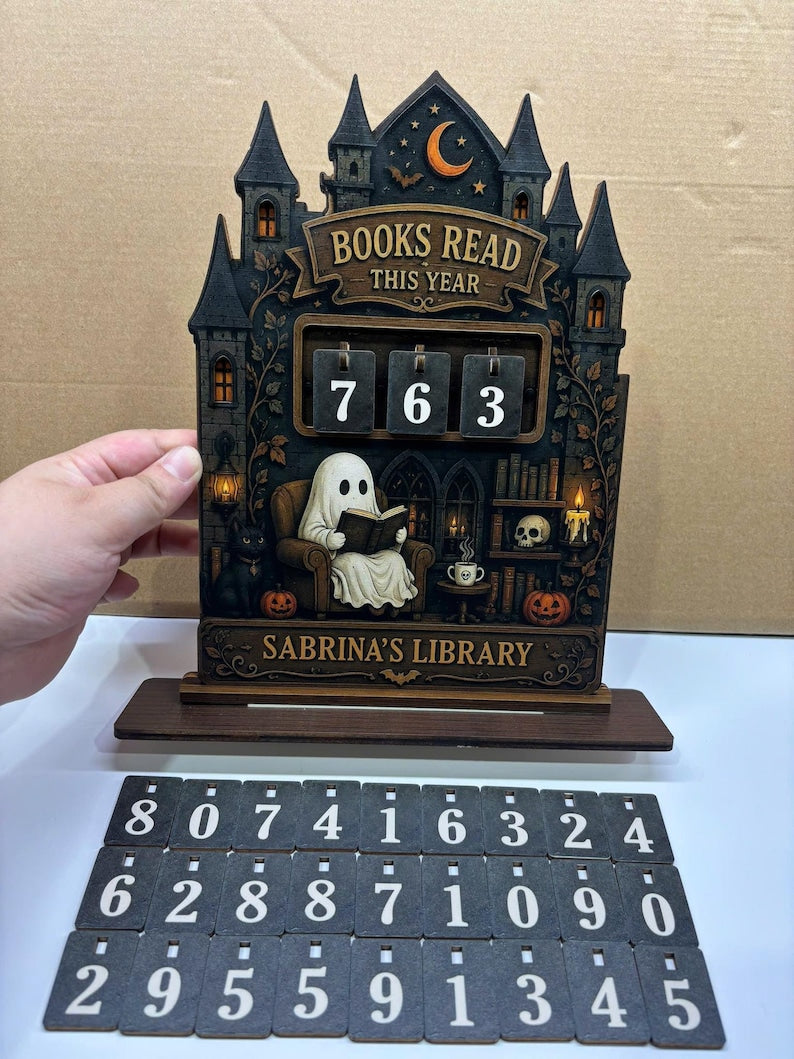 Halloween Ghost Book Tracker Sign