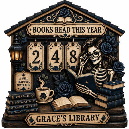 Gothic Wooden Book Tracker With Stand