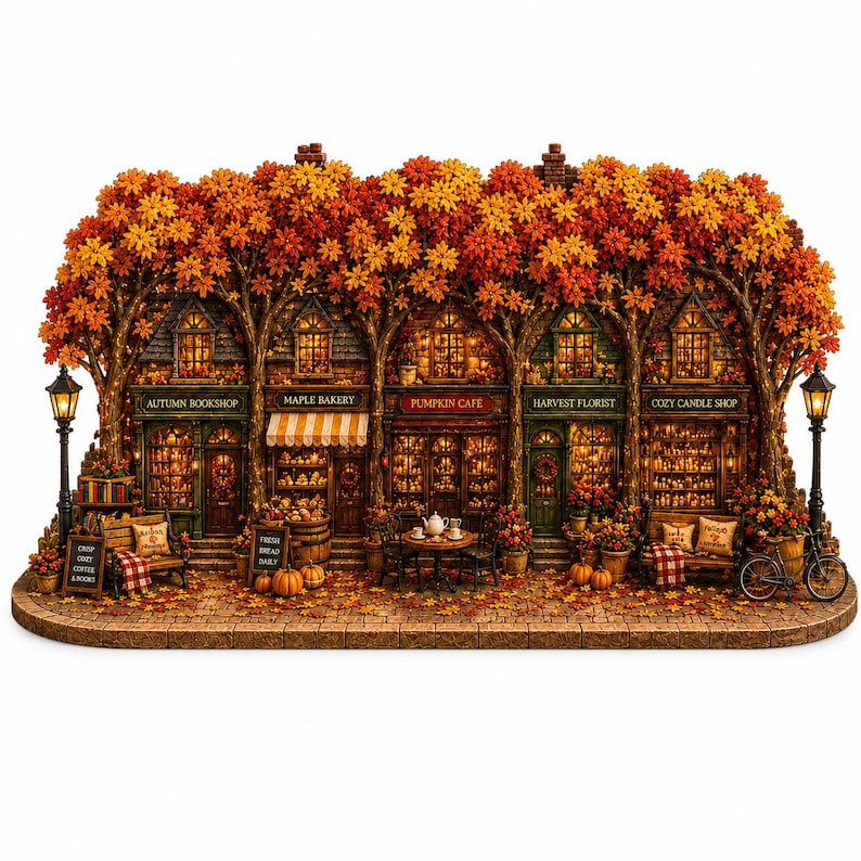 Autumn Village Wooden Block Fall Decor