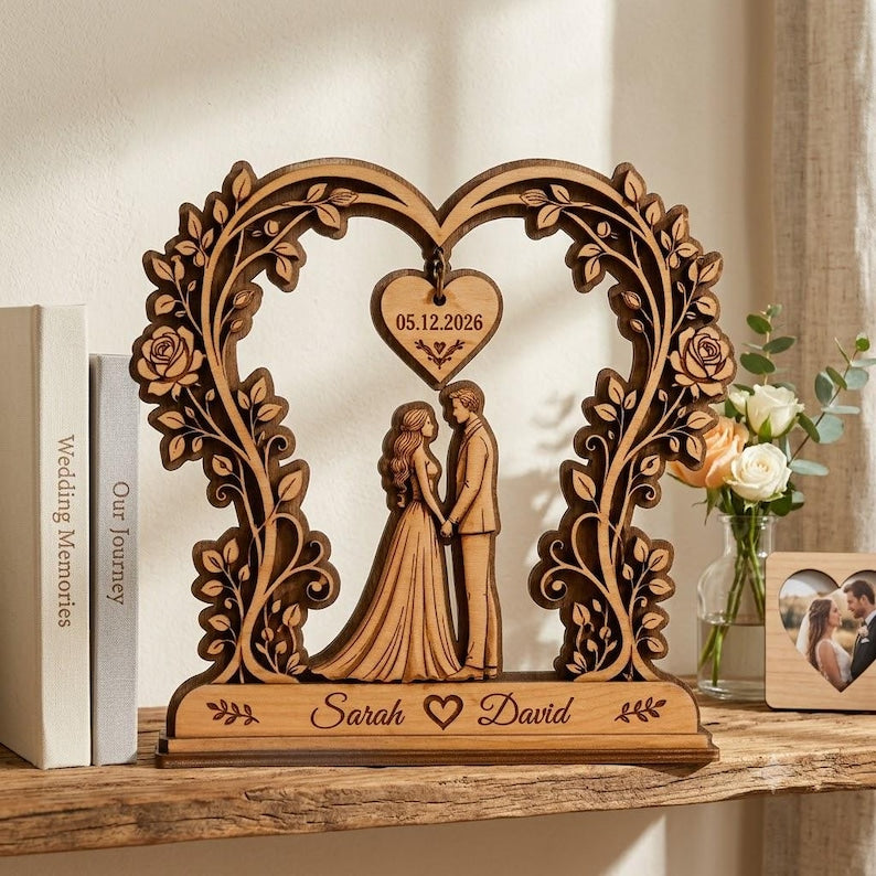 Personalized Couple Anniversary Wooden Block