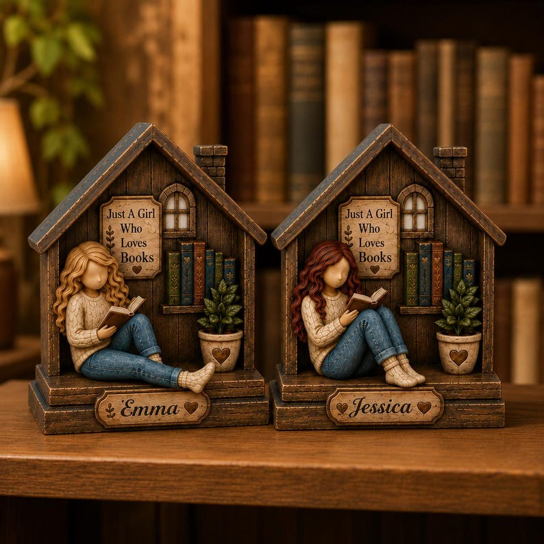 Personalized Book Lover Wooden Block Decor